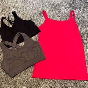 Red Tank Top and Sports Bras Set